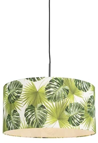 Lampada a sospensione botanica nera con paralume a foglia 50 cm - Combi 1