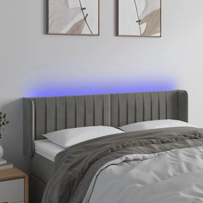 Testiera Grigio Chiaro A Led 147x16x78/88 Cm İn Velluto /