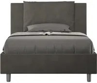 Letto Singolo rivestito in Microfibra - ANTEA Dimensione Rete: 100x200, Colore: Grigio, Tipologia Letto: Con Rete