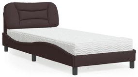 Letto con materasso marrone scuro 90x200 cm in tessuto