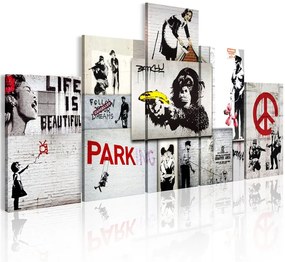 Quadro Street Crimes  Banksy Art  Colore Rosso, Dimensioni e Misure 100x50