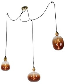 Lampada a sospensione oro 3 luci con LED dimmerabile - Cava Luxe