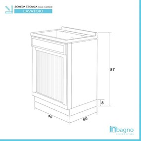 Mobile lavatoio 45x60 bianco con serranda vasca e asse strofinatoio