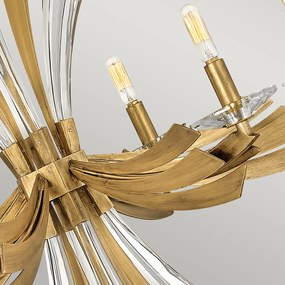 Lampadario Industrial Nordico Vida Acciaio Oro Brunito 6 Luci E14