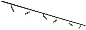 Sistema di illuminazione a binario moderno con 6 faretti bronzo scuro monofase - Slimline Uzzy