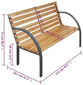 Panca da giardino 112 cm in legno massello di abete