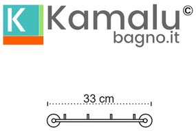 Kamalu - Porta salviette barra con 3 ganci in acciaio inox satinato | Monde-S