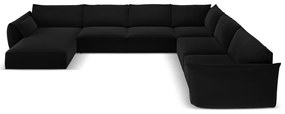 Divano angolare nero (con penisola a destra/a U) con rivestimento in velluto Vanda – Mazzini Sofas