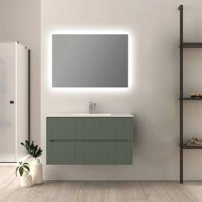 Mobile bagno verde opaco 100 cm cannettato Riga