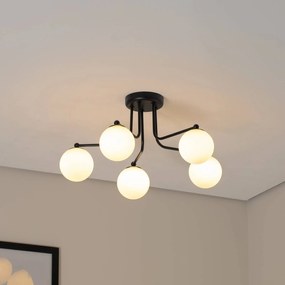 SOLLUX LIGHTING Plafoniera Astral, nera, lunghezza 64 cm, acciaio/vetro