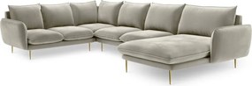 Divano angolare Vienna 7 posti in velluto con gambe oro - L330cm