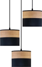 Lampadario a sospensione con cavo ALBA 3xE27/15W/230V diam. 40 cm nero/marrone