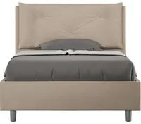 Letto una piazza e mezza con rete imbottito 120x210 similpelle tortora Appia Large