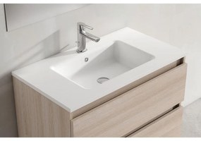 Lavabo a incasso rettangolare vasca centrale Hasvuk L 81 x H 14 x P 46 cm in resina bianco opaco