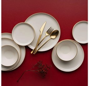Set da tavola 16 pezzi beige/oro in porcellana