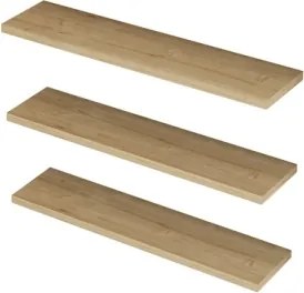 Set 3 Mensole Sospese Da 60 Cm Effetto Legno Chiaro Boss