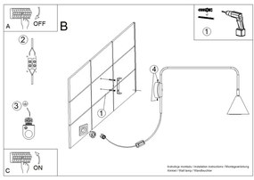 Lampada da parete color terracotta con alimentazione a corrente Zylo – Sollux
