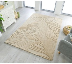 Tappeto in lana beige 200x290 cm Lino Leaf - Flair Rugs