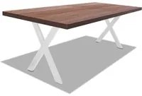 Tavolo da pranzo in legno e metallo con piedi a X bianchi - 160x90 cm