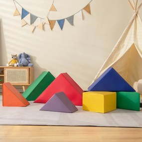 Costway Set di giochi di attività in gommapiuma da 7 pezzi, Giocattolo da arrampicata per interni per bambini