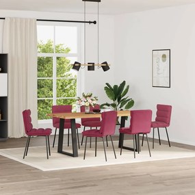 Sedie Da Pranzo 6 Pz Rosso Vino İn Velluto /