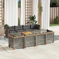 Set Divano da Giardino 9 pz con Cuscini Grigio in Polyrattan 3261771