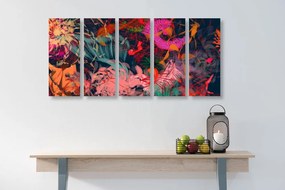 Quadri 5 pezzi – Fiori in percezione astratta