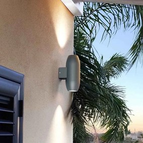 Applique Ovale Bidirezionale IP65 GU10 per esterni, Grande - Grigia Colore del corpo Grigio