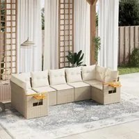 Set Divani da Giardino 7 pz con Cuscini Beige in Polyrattan 3259510