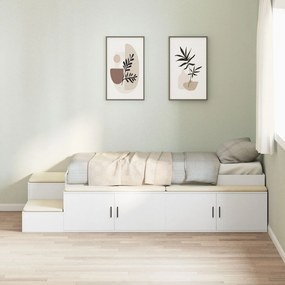 Telaio letto magazzino set di 3 bianco legno massello, truciolare