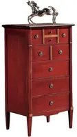 Cassettiera 5 cassetti legno rosso anticato bicolore shabby 59x43x103 - Mobili 2G