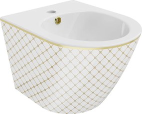 Mexen Lena bidet sospeso, bianco/oro motivo a scacchi - 35224809