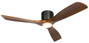 Ventilatore da soffitto nero con legno 131,5 cm con LED dimmerabile con telecomando - Jerri