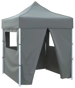 Gazebo Professionale Pieghevole 4 Pareti 2x2m Acciaio Antracite