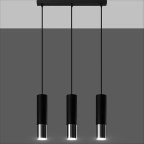 Sollux SL.0942 - Lampadario a sospensione con filo LOOPEZ 3xGU10/10W/230V nero/cromo