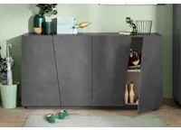 Credenza moderna a 4 ante, Made in Italy, Madia da cucina, Buffet di design da soggiorno, cm 159x43h86, Grigio Ardesia