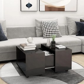 Tavolino da salotto grigio lucido 60x60x38 cm in truciolato