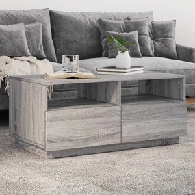 Tavolino Da Soggiorno Con Luci Led Grigio Sonoma 90x49x40 Cm /