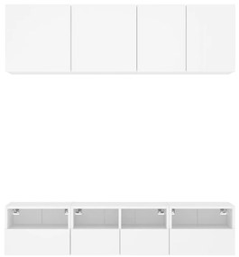Mobili tv a muro 5pz bianchi in legno multistrato