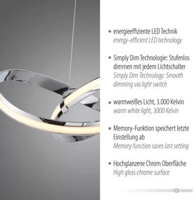 Paul Neuhaus 8291-17 - Lampadario a sospensione con filo LED dimmerabile MELINDA LED/30W/230V