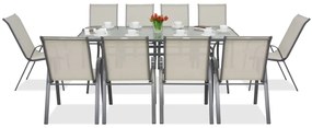Mobili da giardino in metallo Modena per 10 persone con un grande tavolo di Garden Point grigio chiaro
