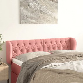 Testiera Ad Orecchio Rosa 163x23x78/88 Cm İn Velluto /