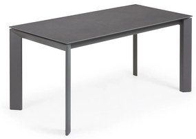 Kave Home - Tavolo allungabile Axis in porcellanato Vulcano Roca con gambe grigio scuro 160 (220) cm