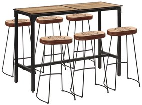 Set Bar 7pz Legno Massello Mango Grezzo E Metallo /
