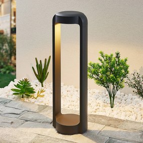Lucande Habsa lampioncino LED, altezza 50 cm, Nero, Alluminio, Moderno, Lampada LED da esterni