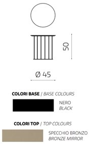 Tavolino tondo D45 cm con base in metallo Nero e piano in vetro Bronzo MUTE