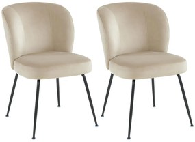 Sedia in Velluto e Metallo Beige - Lotto di 2 - POLPONA DI PASCAL MORABITO