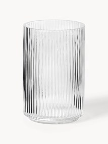 Vaso decorativo in vetro soffiato con struttura millerighe Carlo, alt. 20 cm