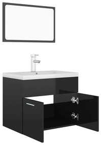 Set mobili da bagno nero lucido in truciolato