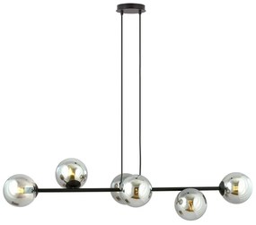 Lampadario a Sospensione in Acciaio e Vetro ROSSI 6 Nero 6xE14 Colore delle Sfere Grafite